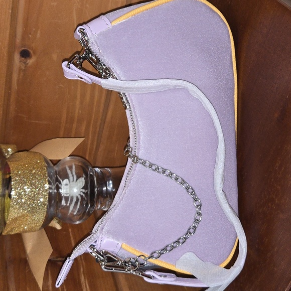 Von Dutch Velvet Purple Rhinestone Shoulder Bag NWT - Picture 3 of 6